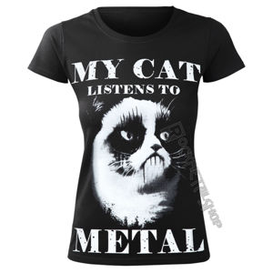 tričko hardcore AMENOMEN MY CAT LISTENS TO METAL Čierna