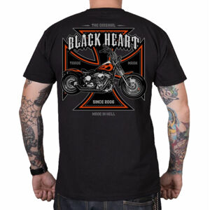 tričko BLACK HEART MOTORCYCLE CROSS Čierna