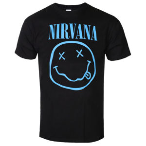 Tričko metal ROCK OFF Nirvana Blue Smiley Čierna XXL