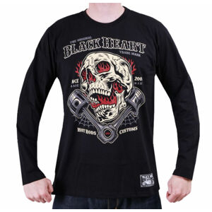 tričko pánske s dlhým rukávom BLACK HEART - FLAME PISTON - BLACK - 12174