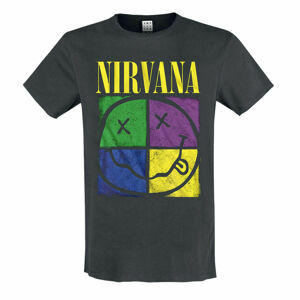 Tričko metal AMPLIFIED Nirvana FOUR SQUARE SMILEY Čierna