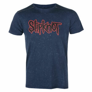 Tričko metal ROCK OFF Slipknot Logo Snow Wash NAVY Čierna