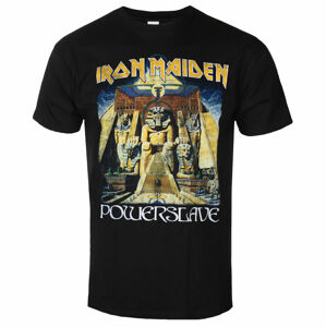 Tričko metal ROCK OFF Iron Maiden Powerslave World Slavery Tour BL Čierna