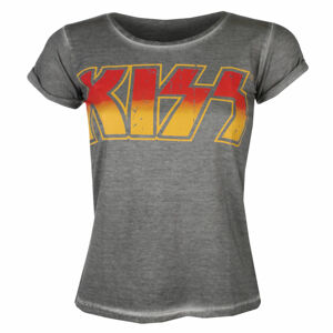 tričko dámske KISS - Distressed Logotype Urban - Grey - HYBRIS - ER-65-KISS004-H68-10-GY