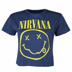 tričko dámske (top) Nirvana - Yellow Smiley Flower Sniffin - DENIM - ROCK OFF - NIRVCT07LD