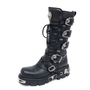 topánky kožené NEW ROCK 5-Buckle Boots (402-S1) Black Čierna 44