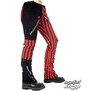 nohavice gotický BLACK PISTOL Freak Pants Stripe (Black/Red)