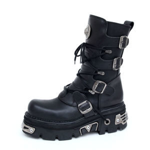 topánky kožené NEW ROCK Basic Boots (373-S4) Black Čierna 40
