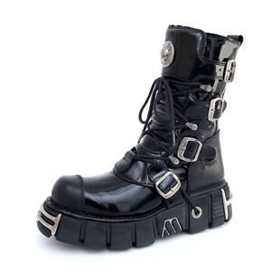 topánky kožené NEW ROCK Bizarre Boots (313-S1) Black Čierna 46