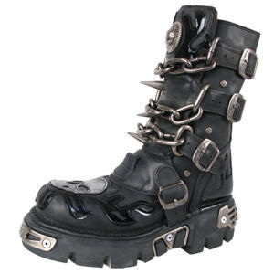 topánky kožené NEW ROCK Chain Boots (727-S1) Black Čierna 46