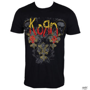 Tričko metal ROCK OFF Korn Skull de lis Čierna XL