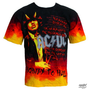 Tričko metal LIQUID BLUE AC-DC HELL, High Way to Hell Čierna červená žltá oranžová M