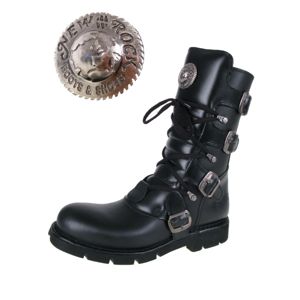 topánky kožené NEW ROCK Flat Classic Boot (1473-S1) Black Čierna 38