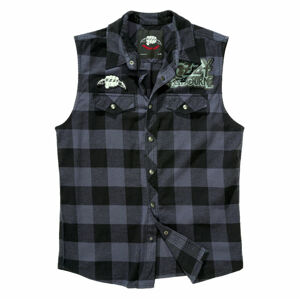 košeľa pánska bez rukávov Ozzy Osbourne - Check - BRANDIT - 61037-black_grey_ch