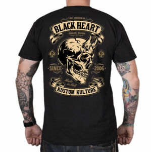 tričko BLACK HEART DEVIL SKULL Čierna