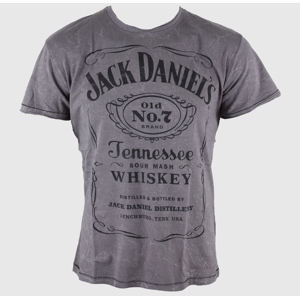 tričko street JACK DANIELS Jack Daniels Acid Washed sivá