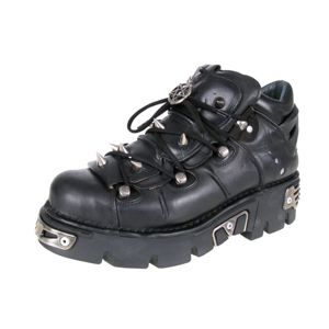 topánky kožené NEW ROCK Prick Shoes (110-S1) Black Čierna 38