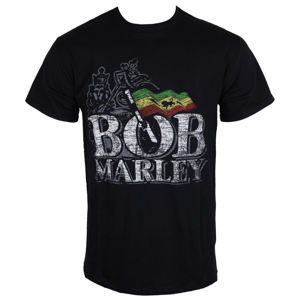 tričko metal ROCK OFF Bob Marley Distressed Logo Čierna