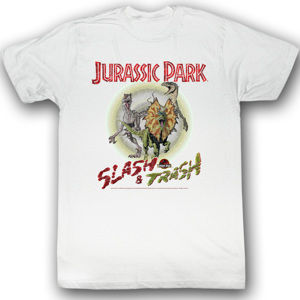 tričko filmové AMERICAN CLASSICS Jurassic Park Slash&Trash sivá biela S