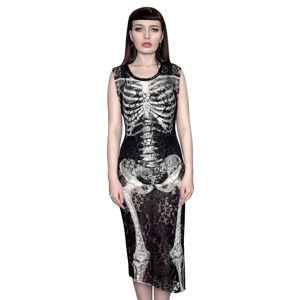 šaty dámske KILLSTAR - Skeletor Lace Maxi - Black XL