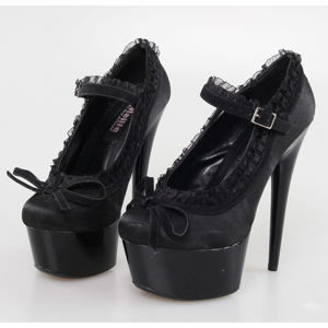 topánky na podpätku NNM Chloe Satin Čierna