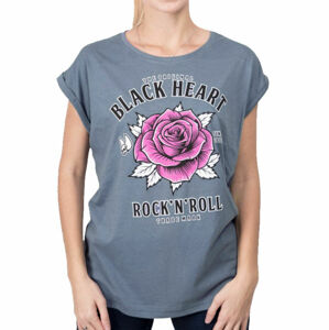tričko BLACK HEART ROCK N ROLL ROSE EXT Čierna