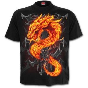 tričko SPIRAL Fire Dragon Čierna XL