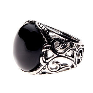 prsteň ETNOX - Big Black Ornament - SR1152 65
