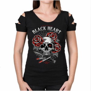 tričko BLACK HEART LIPSTICK SKULL DESTROY Čierna