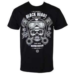 tričko street BLACK HEART Piston Skull Čierna