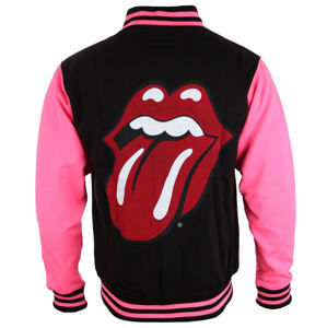 mikina bez kapucňa ROCK OFF Rolling Stones Classic Tongue Varsity Čierna ružová S