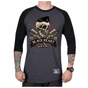 tričko pánske s 3/4 rukávom BLACK HEART - ELWIS - BLACK - 9517