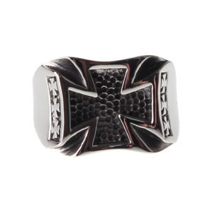 prsteň ETNOX - Black Iron Cross - SR1141 56