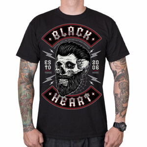 tričko pánske BLACK HEART - BEARD SKULL - BLACK - 9748