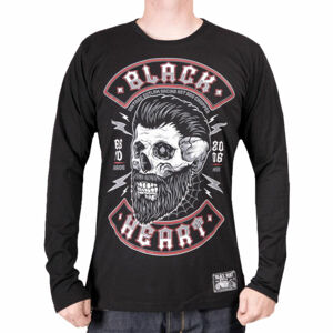 tričko pánske s dlhým rukávom BLACK HEART - BEARD SKULL - BLACK - 9757