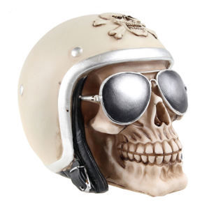 lebka (pokladnička) Skull with motorcycle helmet & slnečné okuliare - 78/5735