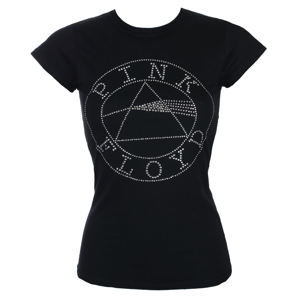 Tričko metal ROCK OFF Pink Floyd Circle Logo Diamante Čierna