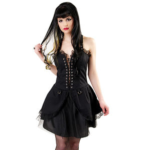 šaty BLACK PISTOL Punk Mini Dress Denim Black XXL