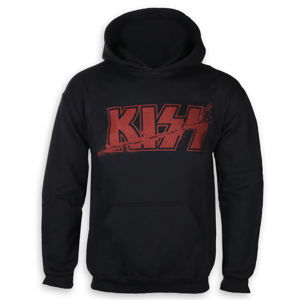 mikina s kapucňou pánske Kiss - Slashed Logo - ROCK OFF - KISSHD01MB S