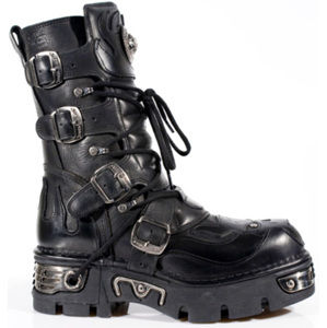 topánky kožené NEW ROCK Vampire Boots (107-S3) Black Čierna 43
