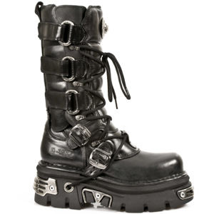 topánky kožené NEW ROCK Girdle Boots (474-S1) Black Čierna 45
