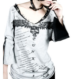 tričko dámske s dlhým rukávom PUNK RAVE - Punkrave - T-272WH/BK