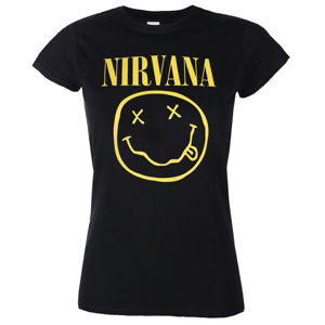 Tričko metal ROCK OFF Nirvana Yellow Smiley Čierna XL