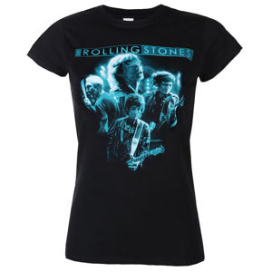 Tričko metal ROCK OFF Rolling Stones Band Glow Čierna