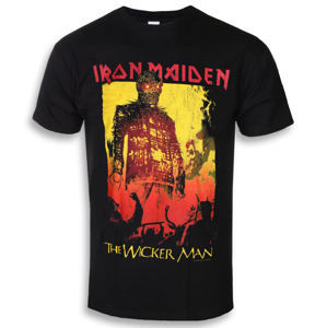 Tričko metal ROCK OFF Iron Maiden The Wicker Man Fire Čierna