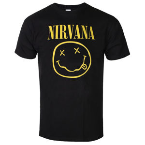 Tričko metal ROCK OFF Nirvana Yellow Smiley Flower Sniffin Čierna