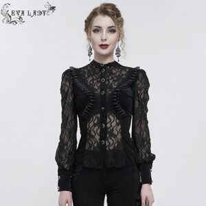 košeľa dámska DEVIL FASHION - Black semitransparent gothic - ESHT01501