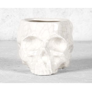 dekorácia (dóza) DISTURBIA - Skull Planter - Cracked White - AM03