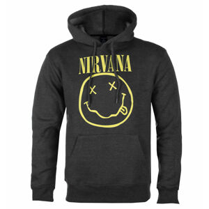 mikina s kapucňou ROCK OFF Nirvana Yellow Happy Face Čierna