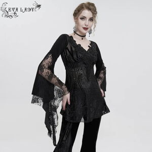 blúzka dámska DEVIL FASHION - Gothic Flared Sleeved Lace Splice Beaded - ETT027